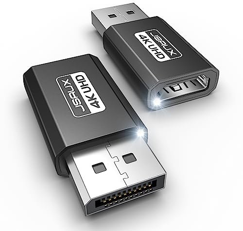 JSAUX 4K DisplayPort to HDMI Adapter 2-Pack, DP to HDMI Converter Video UHD 4K@30Hz/2K@60Hz/1080P@120Hz DP to HDTV Uni-Directional adapter Compatible with Dell, Lenovo, HP, AMD, GPU, NVIDIA-Black