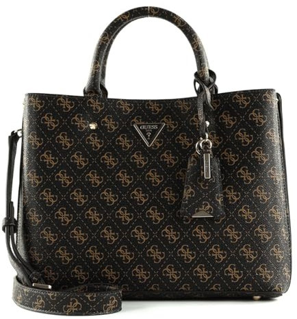 GUESS Meridian Girlfriend Satchel Brown Logo
