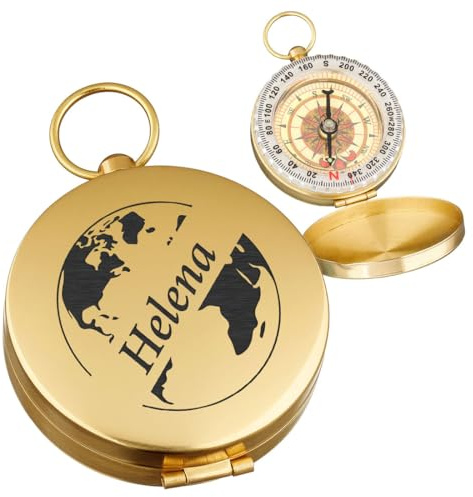 polar-effekt Gold Kompass aus Metall mit Gravur - Geschenk-Idee zum Geburtstag - für Outdoor Liebhaber - tragbarer Wanderkompass
