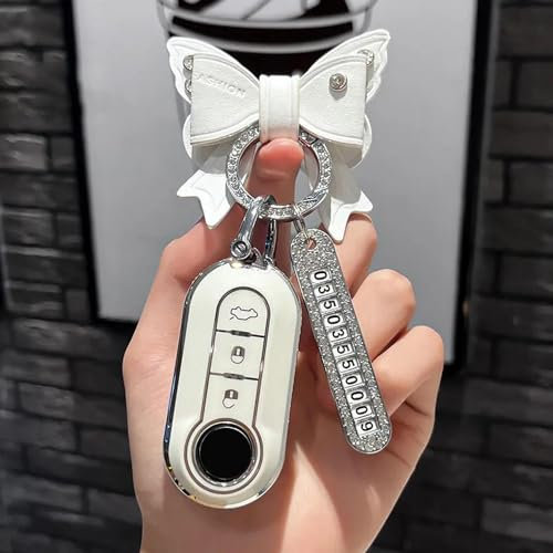 CKLS 3 Tasten TPU Auto-Klappschlüssel-Hülle für Fiat Panda Grande Punto Lancia Musa Ducato 500 500L Autogehäuse Schlüsselanhänger Zubehör