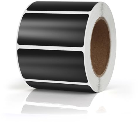 Meitaat svart rektangulärt klistermärke 50 x 25 mm färgkodning självhäftande etiketter flyttbar rulle avtagbar 500 stycken