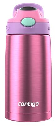 Contigo Autospout Water Bottle with Straw, Azalea/Pansy, 13oz