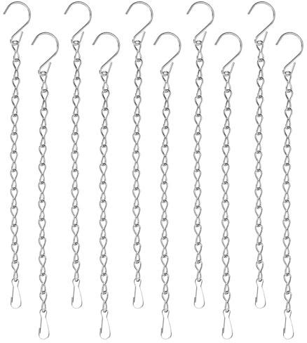 PATIKIL 24 Inch Hanging Chains, 10 Pcs Hanging Plants Basket Bird Feeder Wind Chimes Billboards Photo and Indoor and Outdoor Decor, Silver