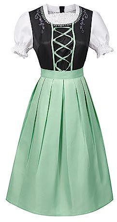Dirndl Damen Midi Set 3 teilig mit Bluse und Schürze Trachtenkleid für Oktoberfest Karneval Dirndl Damen Midi Trachtenmode 3 Teilig