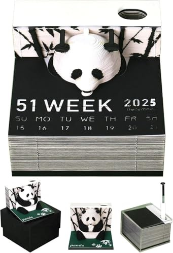 Ataoyus Calendrier 3D 2025, calendrier 3D à déchirer, calendrier artistique 3D, mini calendrier 2025, notes autocollantes 3D, décoration de plafond suspendu