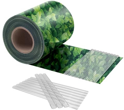 HENG FENG Brise-Vue pour Clôture Double Barreaux 35m x 19cm - Rouleau PVC Renforcé 450g/m² - Résistant UV et Intempéries - Protection Visuelle Totale - Inclus 20 Clips (Vert Feuillage)