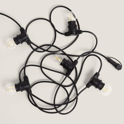 LEDKIA LIGHTING Guirnalda Exterior con Bombillas LED B22 Filamento G45 5m IP44 Negro 4000K Blanco Neutro B22