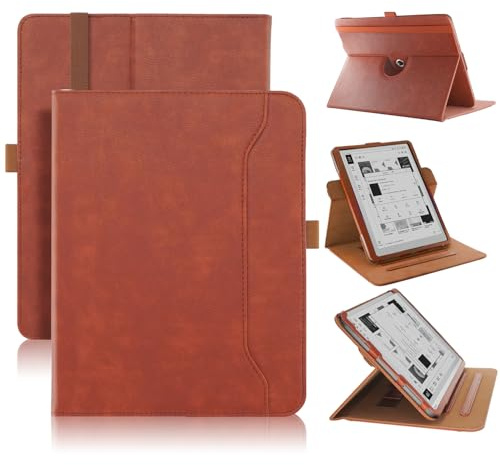 TOPCASE 360° rotationsfodral kompatibelt med Boox Tablet Go 10.3 ePaper E Ink 10,2 tum e-bok smart fodral med handrem kortplats och automatisk vila/väckning, brun