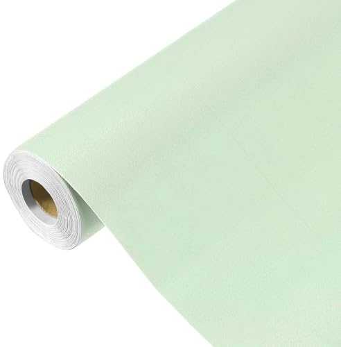 sourcing map Papier peint vert clair, à décoller et à coller, papier contact vert clair, papier peint autocollant en vinyle de couleur unie, décoration murale pour revêtement mural 1499,6 x 60,9 cm