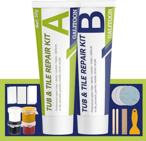 Bath Repair Kit White, Bathtub and Sink Repair Kit, Enamel Tub Tile and Shower Tray Repair Kit, Bathtub and Sink Repair Kit, Bathtub Crack Refinishing Kit to Repair Chips, Scratches, Holes, Cracks