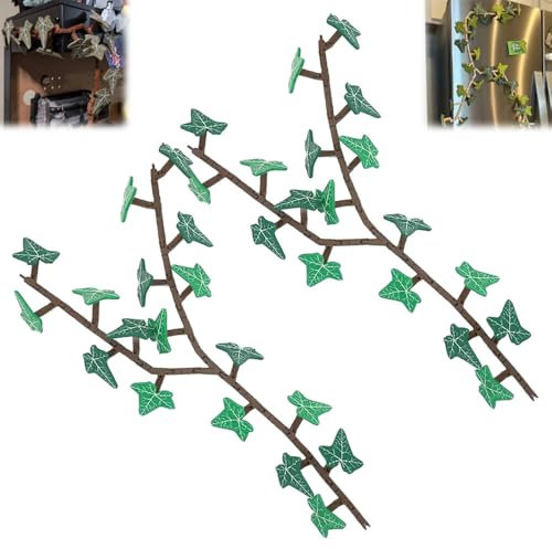 GRFFZX Efeu-Kühlschrankmagnete, 3D-Gedruckter künstlicher Efeu-Kühlschrankmagnet mit beweglichen Stielen, niedliche Efeu-Kühlschrankmagnete, Einweihungsgeschenk für Pflanzenliebhaber (2 pcs)