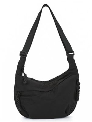 AdiStylinno Borsa a mezzaluna per donne e uomini, borsa a tracolla Hobos in nylon di grande capacità, borsa a tracolla da donna con tracolla regolabile, borsa a mezza luna tinta unita per uso