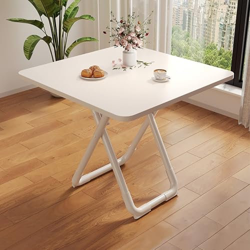 VOXMDY Küchentisch Esstisch Klein Tisch Klappbar, Einfach zu Montieren, Einfacher Stil, Geeignet für Kleine Räume, Esszimmer, Wohnzimmer(White,60 * 60 * 72cm)