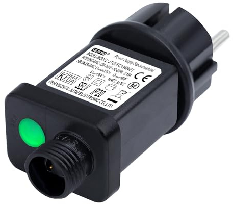 Trasformatore 31V 6W per CZJUTAI JT-EL/FC31V6W - 8 modalità, memoria e timer 6 ore, IP44 per ghirlande di Natale, reti luminose, ghiaccioli