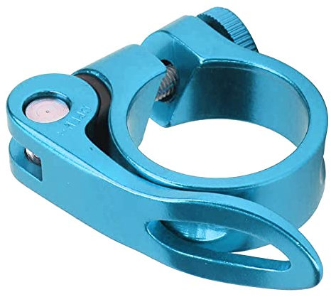 Fahrrad-Sattelstützenklemme, Aluminiumlegierung, Schnellspanner-Sattelstützenkragen-Sattelklemme für Rennräder und Mountainbikes für XT-C68 31,8 mm (Blau)