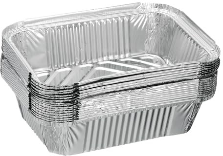 QUARKZMAN 20Pcs Moule à Tarte en Aluminium 7,48x5,12 Rectangle Jetables Antiadhésifs pour Tartes, Quiches, Cuisson, Réchauffage Lors de Fêtes, Couleur Argent
