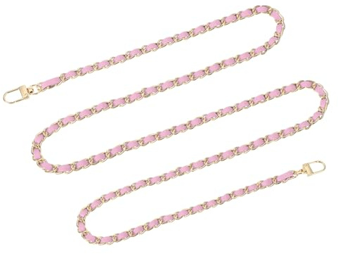 QUARKZMAN Taschenkette Geldbörse Kettenriemen, 140cm Taschenriemen Handtaschenketten mit Metallschnallen für Schulter Crossbody Taschen Umhängetasche Ersatzriemen(Rosa Riemen + Goldkette)