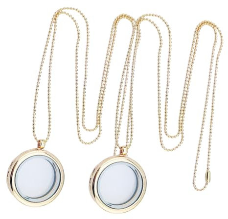 CONGARTENO 2stücke Foto Pendel Halskette Mit Alloy Kreis Mini Bilderrahmen Für Männer Und Frauen Kreatives Schmuckstück Zum Verschenken Goldene Farbe