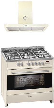 GURARI GCH E 911 Cr GCH 461 BG 9 gas elektrisk stående spis 90 cm, 121 l köksfläkt 90 cm