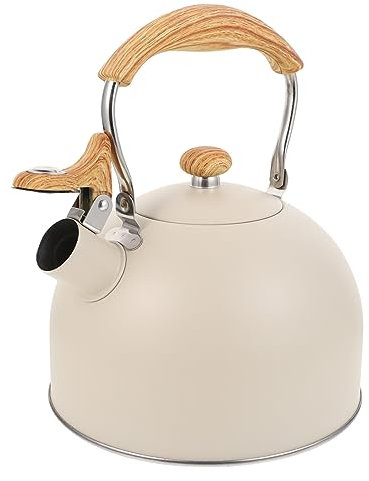 LAPYAPPE Bouilloire Siffante Acier Inoxydable Avec Poignée Théière Pour Cuisine Beige
