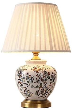 Soffione Doccia Lampada da Tavolo Lampada da Comodino Lampada da Tavolo in Ceramica Fiori Dipinti Lampade da Tavolo Lampada da Comodino per Camera da Letto Tradizionale Soggiorno Studio Lampade da