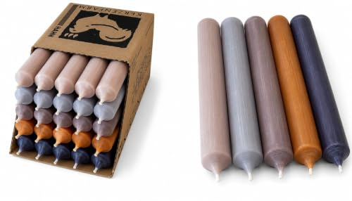 Kerzenfarm Hahn Stabkerzen bunt Kerzenset 25 Stück - Premium Qualität Made in Germany - 22mm Durchmesser, 18cm Länge bunte Kerzen durchgefärbt - Stabkerzen pastellfarben - Tafelkerzen Set 6