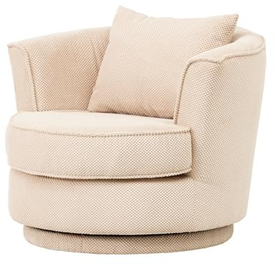 Furn.Design Drehsessel in wollweiß Web-Velours, Sessel 360° drehbar inklusive Kissen, Comfy