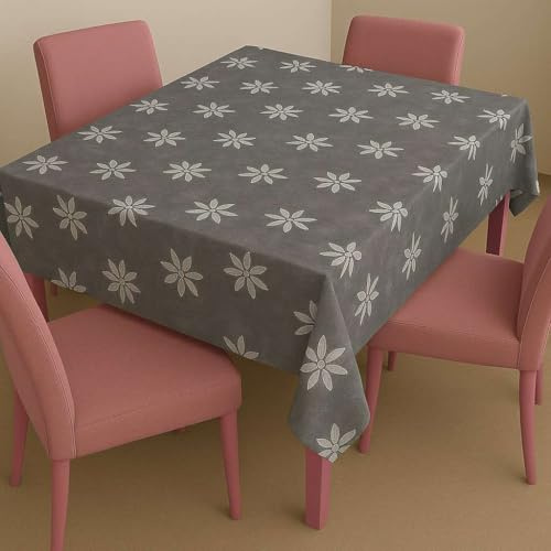 Artwelt Gartentischdecke Wachstuchtischdecke (Quadrat 100X140cm, Graue Blume)