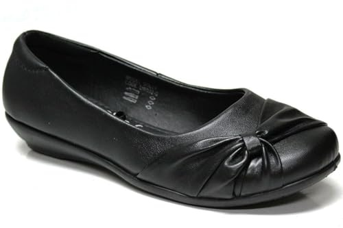 Us Brass Dolly Girls Bow Details Slip On School Mary Jane Shoes Black (Black, UK Footwear Size System, Big Kid, Women, Numeric, Medium, 5)