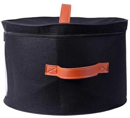 Boite A Chapeau Ronde, 28x43cm Boîte De Rangement Pour Chapeaux Avec Couvercle, En Feutre, Organisateur De Chapeaux Pliable Avec Fermeture Éclair, Fenêtre Transparente, Poignées, Pour Jouets, Vêtement