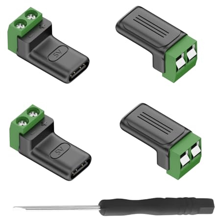 QIANRENON Lot de 4 adaptateurs USB C 2 broches sans soudure - Prise USB type C femelle vers 2 broches - Sans soudure - Connecteur de charge 5 V 3 A pour réparation DIY - Remplacement du port USB C