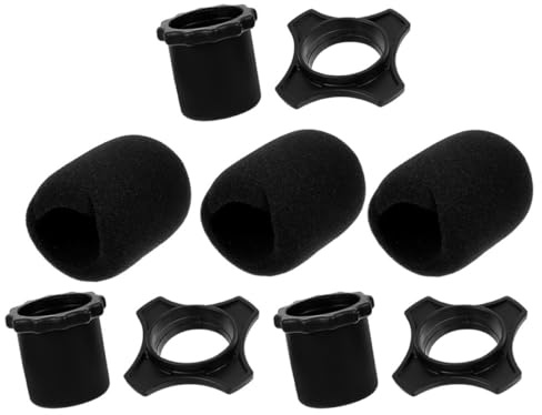 YARNOW Fundas de Micrófono de Esponja Gruesa y Flexible 9 Piezas Paravientos para Micrófono Negro para Ktv y Uso Interior y Exterior Protector Antipop de Oficina y Hogar
