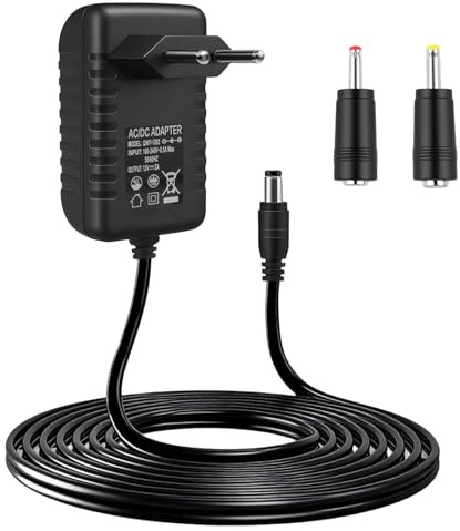 Alimentador 12V 2A Adaptador de Corriente AC/DC, Universal Transformador AC 100-240V 50/60Hz Fuente de Alimentación, para LED, Router, Cámaras de Seguridad, Altavoces, y Más Dispositivos | Para tiras LED, router, cámaras CCTV, altavoces, monitor disco duro, cable de 1 m