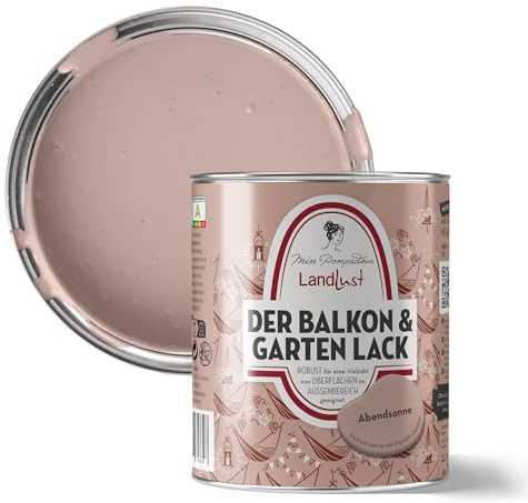 MissPompadour Balkon & Garten Außenlack Abendsonne Rosa 1 L | Wasserbasiert, seidenmatt, Holzlack mit UV Schutz, für Holz, Metall, Hart PVC, Fliesen und steinartige Untergründe