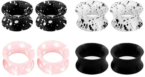 APMGONT Silikon Ohr Tunnel Plug 4 Paar Weich Silikon Ohr Flesh Tunnel Plug Piercing Schmuck Double Flared Plug Expander Stecker Ohrspanner Flexible Ear Spacers Ohrpiercing Schmuck für Männer Frauen