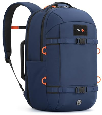 Tolaccea Laptop Rucksack 30L, 15,6 Zoll, Handgepäck Business Reiserucksack | 16 Fächer | 180° Öffnung | Stabiler verstärkter Boden | YKK-Reißverschlüsse | 1200-ml-Flaschenfach | AirTag-Fach