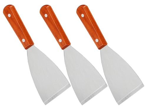 jojofuny Set de 3 Spatules à Steak en Acier Inoxydable Manche en Bois, Outil Cuisine Pratique pour Barbecue la Maison Hôtel, et Haute Efficacité