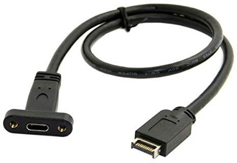 cablecc USB 3.1 Front Panel Header to USB-C Type-C Female Extension Cable 40cm with Panel Mounting Screw