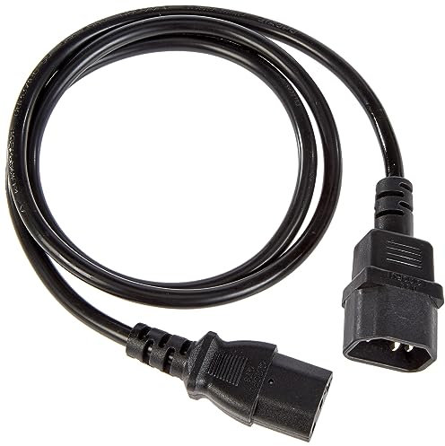 PremiumCord Extension d'alimentation pour PC 230V 1m, Rallonge IEC 320, Prise à Fiche, IEC 320 C13 pour C14, Câble d'alimentation, Couleur Noire