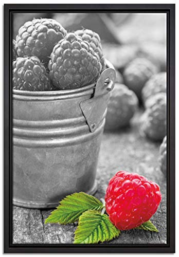 Pixxprint Früchte Eimer Obst Fruit Food Leinwandbild 60x40 cm im Bilderahmen, Wandbild, Schattenfugenrahmen, Kein Poster