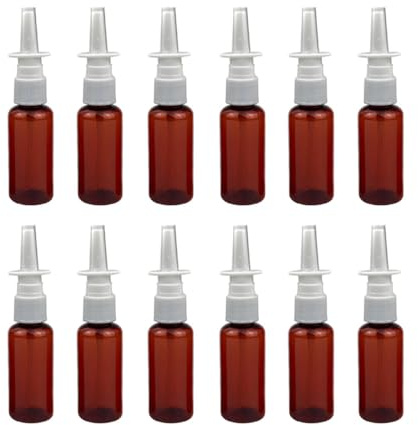 QUUPY 12 botellas de spray nasales recargables de plástico ámbar para maquillaje, agua, uso médico, perfumes, aceites esenciales, viajes (10 ml/9.6 g), N, 30ml/1oz, Compacto