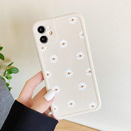 ZTOFERA Hülle für iPhone 11, Gänseblümchen Blume Glänzend Silikon Handyhülle, Flexibel TPU Anti-Kratzer Stoßfest Bumper Schutzhülle für iPhone 11 (6.1) - Cremeweiß