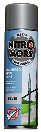 Nitromors Anti-Rust Hammered Finish Metal Spray Paint, No Primer Required, Silver, 500 ml
