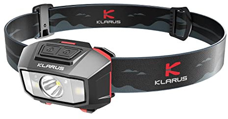 klarus HM2 led Stirnlampe Kopflampe Gestensensor Stirnlampe,270 Lumen,7 Modus Licht,mit Rotlicht,IPX4 wasserdichtes LED Stirnlampe für Laufen, Camping, Wandern, Jagen