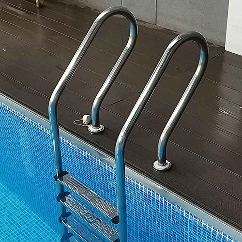 HOBIRD Metal Frame Swimming Pool Steps 304 Stainless Steel Pool Ladders with Anti-slip Pedals for Above Ground Pools Easy to Install