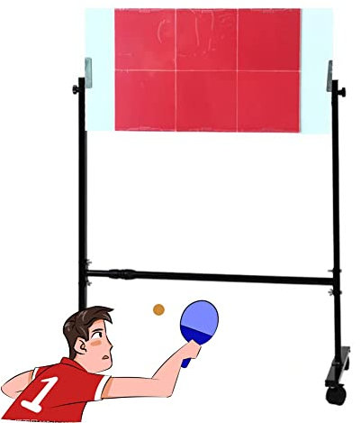 zktoermn Indoor/Outdoor Ping-Pong Table Rebound Board, Mit 6/8 Roten Gummis Selbsttrainingsgeräte Starker Stahlrahmen Und Räder XJJUN (Farbe : Black-6 Pieces, Größe : 100x66x33cm)