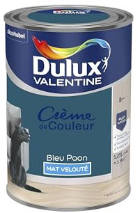 Dulux Valentine Crème de Couleur - Peinture multi-supports intérieure - Mat Bleu Paon 1,25 L
