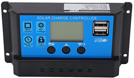 Solar Laderegler DC 12V/24V (390W / 780W) MPPT Solarladeregler für LED Straßenlaterne Smart Discharge mit Dual USB Port LCD Display (30A)