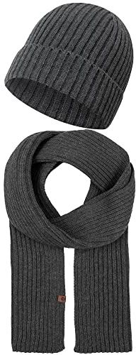 Indicode Herren Geyser Accessoire Set Strick Winter-Set Mütze und Schal | Warmes Winter-Set mit Strickmütze und Schal, Wintermütze, Winterschal, Winterset, Kälteschutz für Männer & Frauen