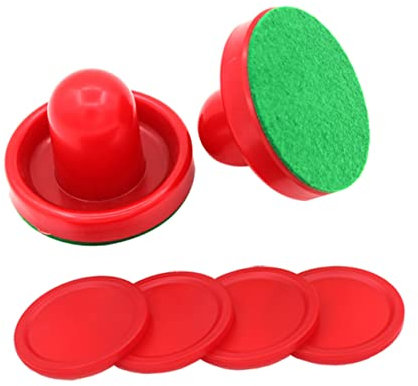 Homoyoyo 8 Stück Airhockey Ersatzset Pucks Schläger Aus Robustem Material Rot Ergonomische Airhockey Schieber Und Puck Zubehör Für Tischspiele Und Spielzimmer